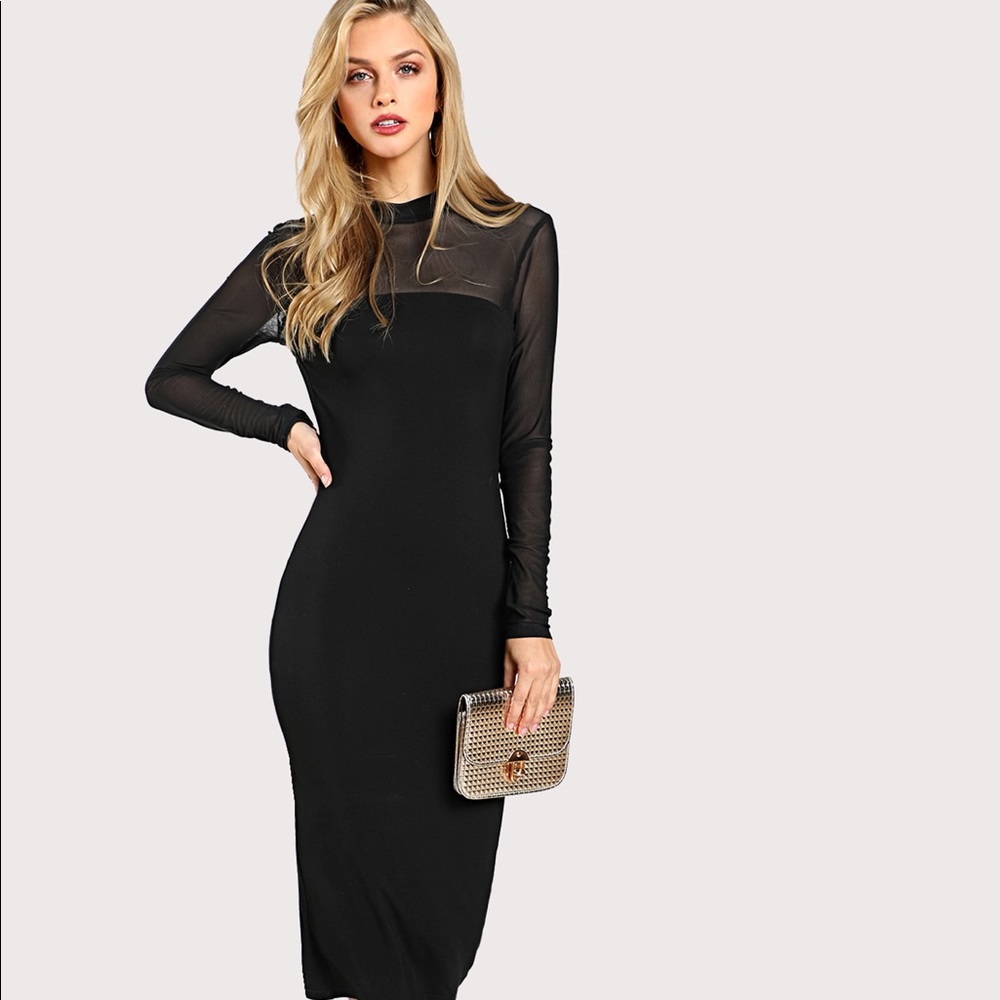 🆕🥂Form fitting dress w/mesh panel - Picture 4 of 8